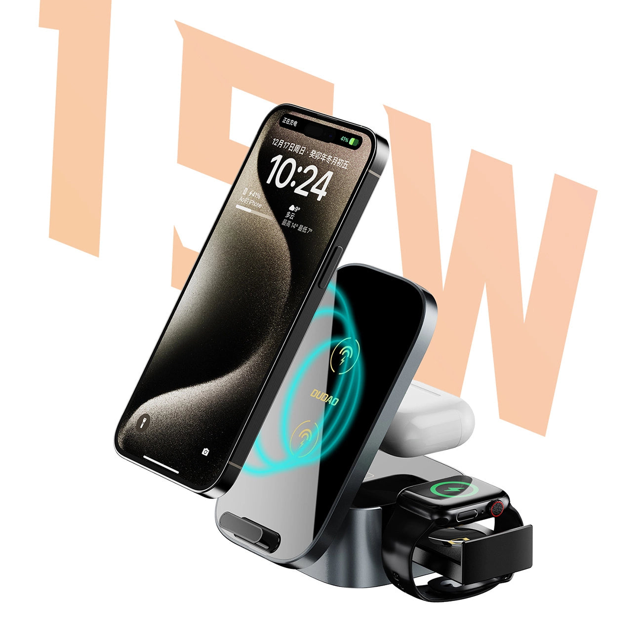Dudao A11Pro+ 15W 3in1 Inductive Charger for Phone/Smartwatch/Headphones - Black_2