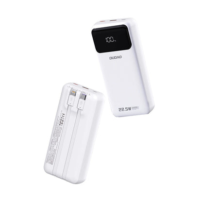 Dudao K15Pro Power Bank 20000mAh 22.5W PD USB-C / USB-A / Built-in Lightning and USB-C Cables - White_1