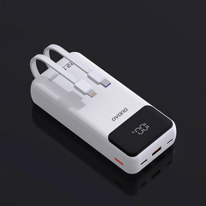 Dudao K15Pro Power Bank 20000mAh 22.5W PD USB-C / USB-A / Built-in Lightning and USB-C Cables - White_6