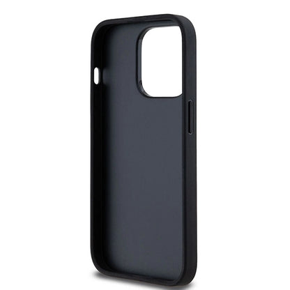 DKNY Leather Checkered Mono Pattern &amp; Printed Stripes iPhone 14 Pro Case - Black_6
