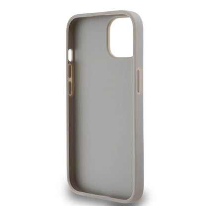DKNY Leather Mono Stripe &amp; Metal Logo case for iPhone 15 / 14 / 13 - beige_6