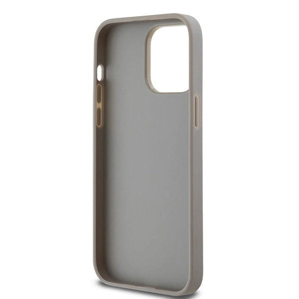 DKNY Leather Mono Stripe &amp; Metal Logo case for iPhone 14 Pro Max - beige_6