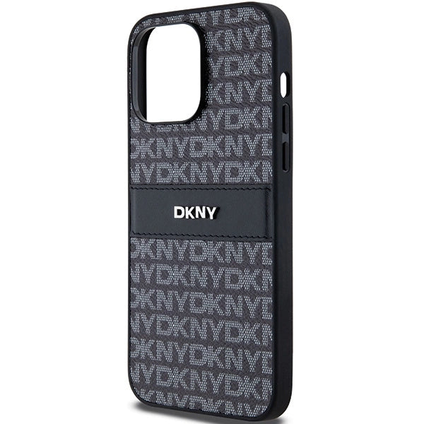 DKNY Leather Mono Stripe &amp; Metal Logo case for iPhone 14 Pro Max - black_5