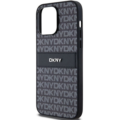DKNY Leather Mono Stripe &amp; Metal Logo case for iPhone 14 Pro Max - black_5