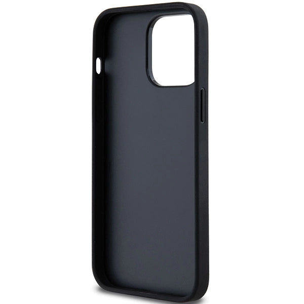 DKNY Leather Mono Stripe &amp; Metal Logo case for iPhone 14 Pro Max - black_6
