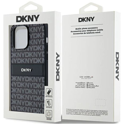 DKNY Leather Mono Stripe &amp; Metal Logo case for iPhone 14 Pro Max - black_7