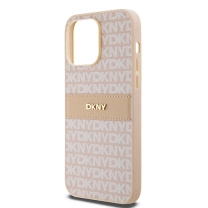 DKNY Leather Mono Stripe &amp; Metal Logo case for iPhone 14 Pro Max - pink_5