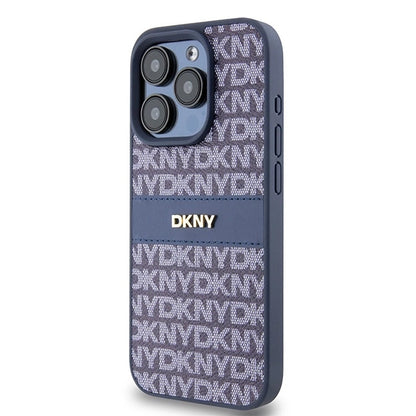 DKNY Leather Mono Stripe &amp; Metal Logo case for iPhone 15 Pro - blue_1