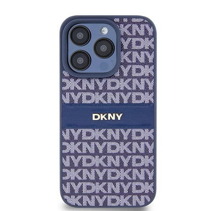 DKNY Leather Mono Stripe &amp; Metal Logo case for iPhone 15 Pro - blue_2