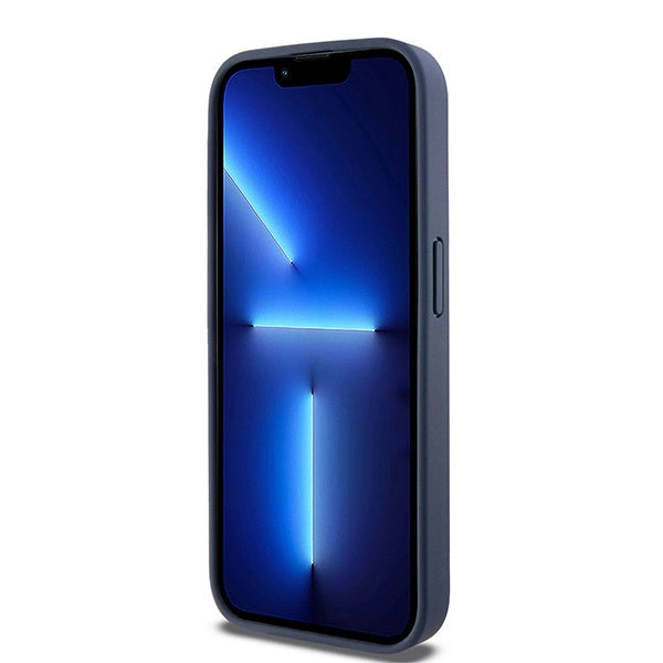 DKNY Leather Mono Stripe &amp; Metal Logo case for iPhone 15 Pro - blue_4