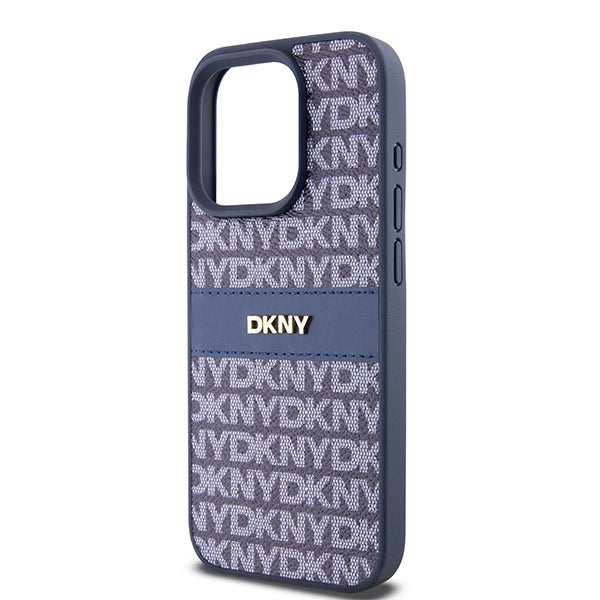 DKNY Leather Mono Stripe &amp; Metal Logo case for iPhone 15 Pro - blue_5