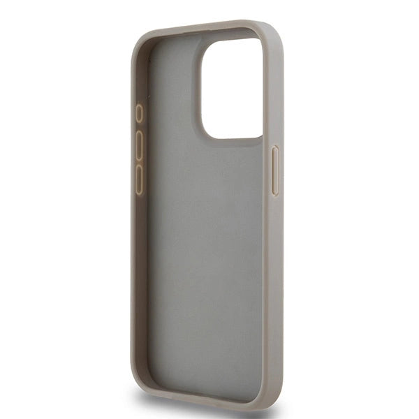 DKNY Leather Mono Stripe &amp; Metal Logo case for iPhone 15 Pro - beige_6