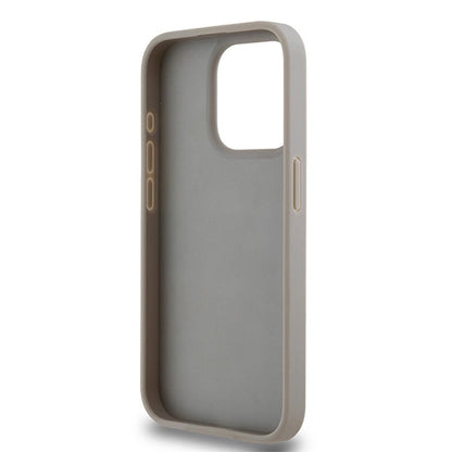 DKNY Leather Mono Stripe &amp; Metal Logo case for iPhone 15 Pro - beige_6
