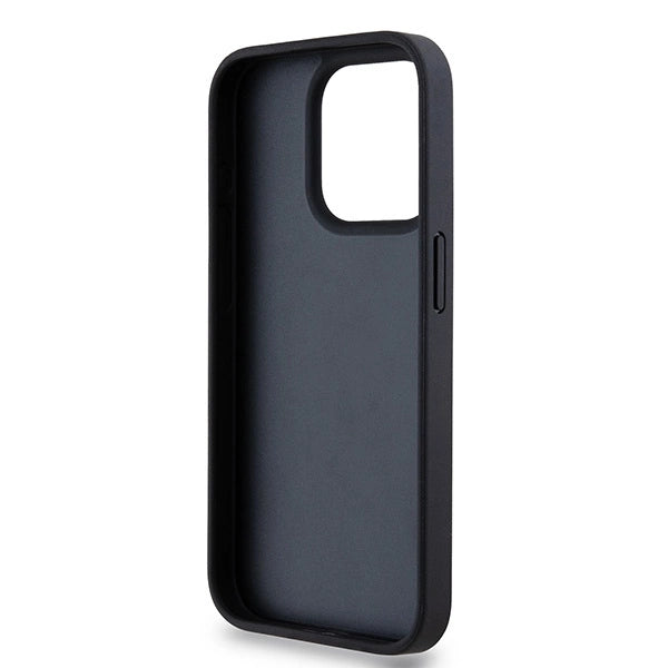DKNY Leather Mono Stripe &amp; Metal Logo case for iPhone 15 Pro - black_6