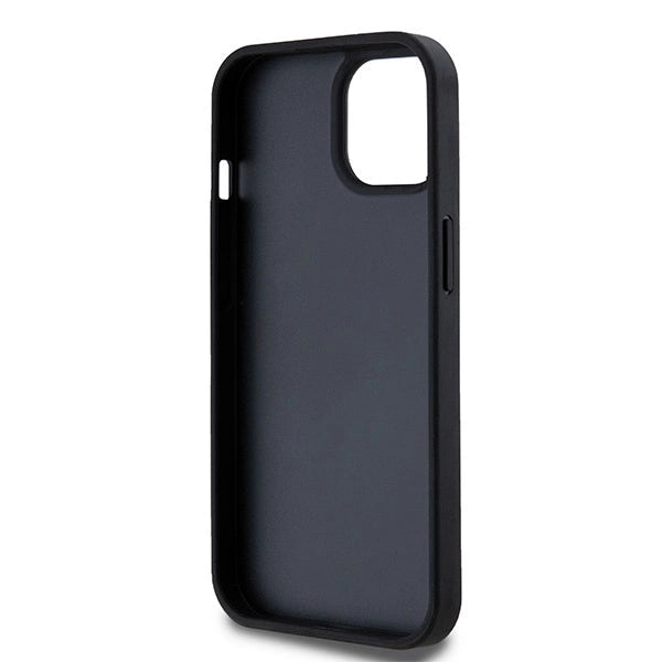 DKNY Leather Checkered Mono Pattern &amp; Printed Stripes Case for iPhone 15 Plus / 14 Plus - Black_6