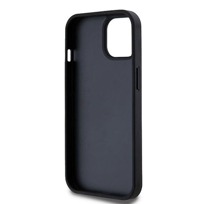 DKNY Leather Checkered Mono Pattern &amp; Printed Stripes Case for iPhone 15 Plus / 14 Plus - Black_6