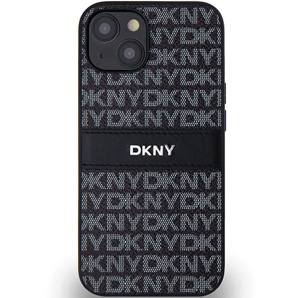 DKNY Leather Mono Stripe &amp; Metal Logo Case for iPhone 15 Plus / 14 Plus - Black_2