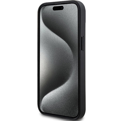 DKNY Leather Mono Stripe &amp; Metal Logo Case for iPhone 15 Plus / 14 Plus - Black_4
