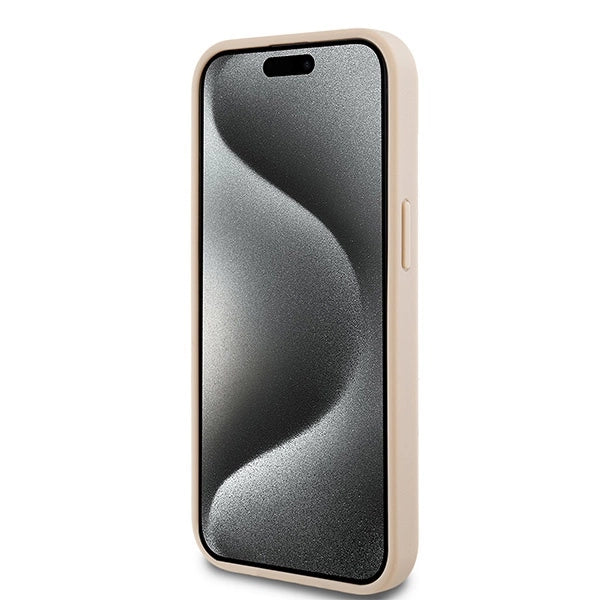 DKNY Leather Mono Stripe &amp; Metal Logo Case for iPhone 15 Plus / 14 Plus - Pink_4