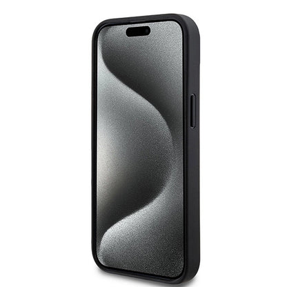 DKNY Leather Checkered Mono Pattern &amp; Printed Stripes Case for iPhone 15/14/13 - Black_4