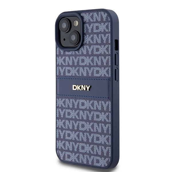 DKNY Leather Mono Stripe &amp; Metal Logo case for iPhone 15 / 14 / 13 - blue_1