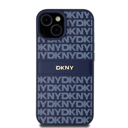 DKNY Leather Mono Stripe &amp; Metal Logo case for iPhone 15 / 14 / 13 - blue_2