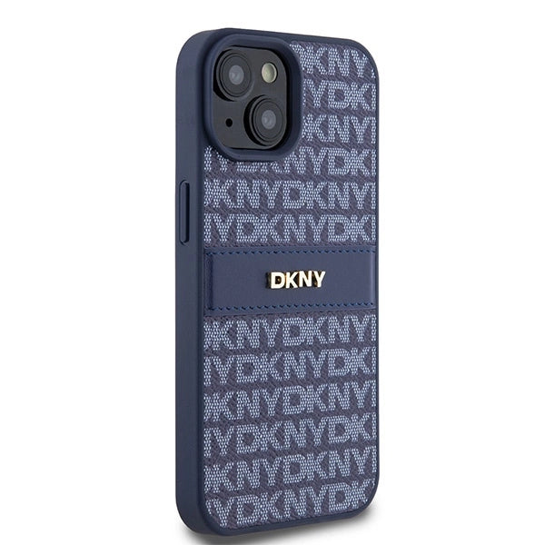 DKNY Leather Mono Stripe &amp; Metal Logo case for iPhone 15 / 14 / 13 - blue_3