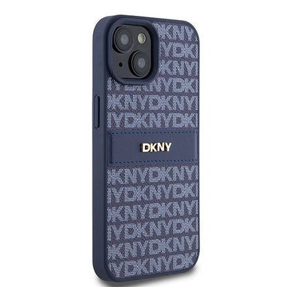DKNY Leather Mono Stripe &amp; Metal Logo case for iPhone 15 / 14 / 13 - blue_3