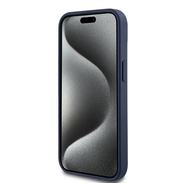 DKNY Leather Mono Stripe &amp; Metal Logo case for iPhone 15 / 14 / 13 - blue_4
