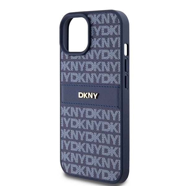 DKNY Leather Mono Stripe &amp; Metal Logo case for iPhone 15 / 14 / 13 - blue_5