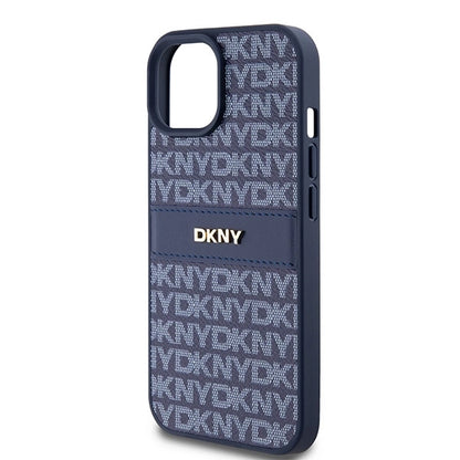 DKNY Leather Mono Stripe &amp; Metal Logo case for iPhone 15 / 14 / 13 - blue_5