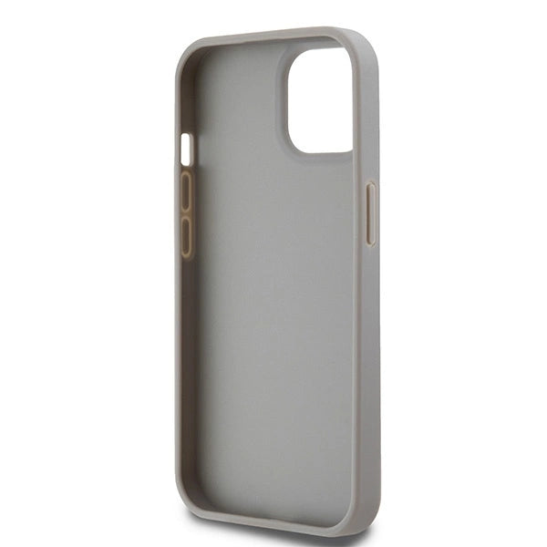 DKNY Leather Mono Stripe &amp; Metal Logo case for iPhone 15 / 14 / 13 - beige_6