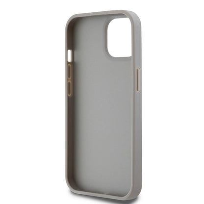 DKNY Leather Mono Stripe &amp; Metal Logo case for iPhone 15 / 14 / 13 - beige_6