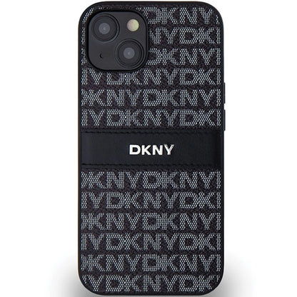 DKNY Leather Mono Stripe &amp; Metal Logo Case for iPhone 15/14/13 - Black_2