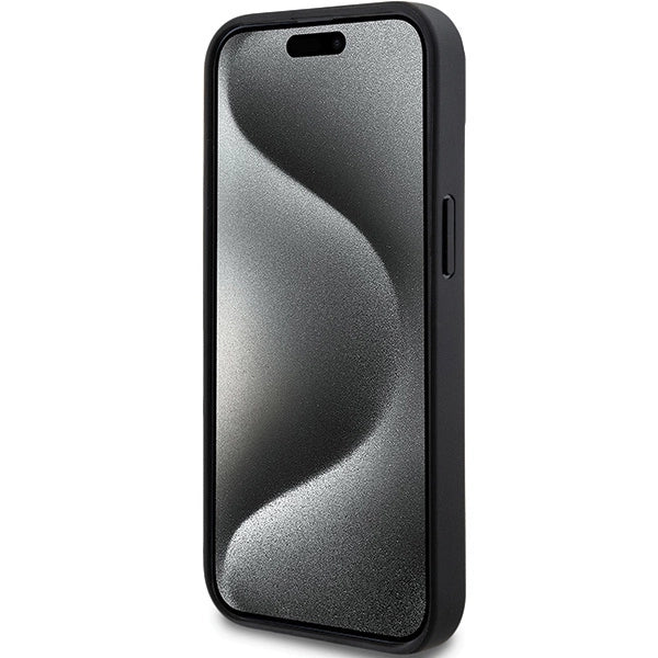 DKNY Leather Mono Stripe &amp; Metal Logo Case for iPhone 15/14/13 - Black_4