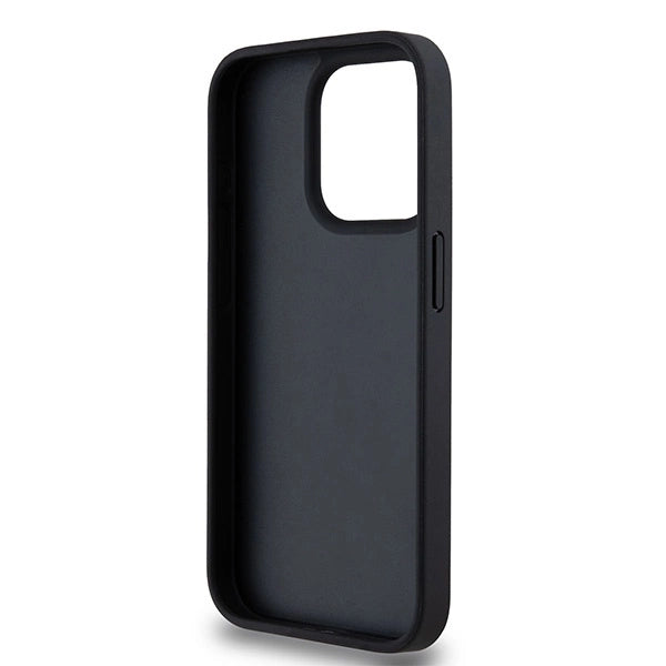 DKNY Leather Checkered Mono Pattern &amp; Printed Stripes Case for iPhone 15 Pro Max - Black_6