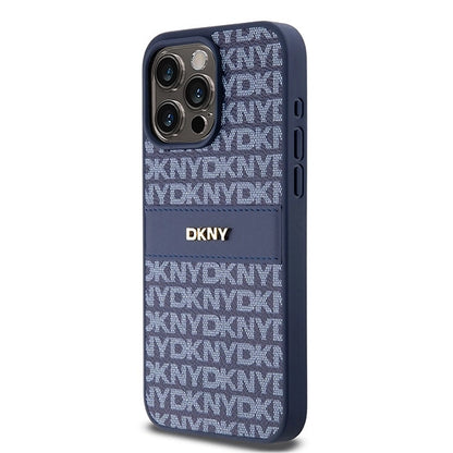 DKNY Leather Mono Stripe &amp; Metal Logo case for iPhone 15 Pro Max - blue_1
