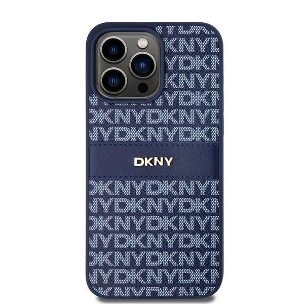 DKNY Leather Mono Stripe &amp; Metal Logo case for iPhone 15 Pro Max - blue_2