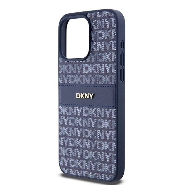 DKNY Leather Mono Stripe &amp; Metal Logo case for iPhone 15 Pro Max - blue_5