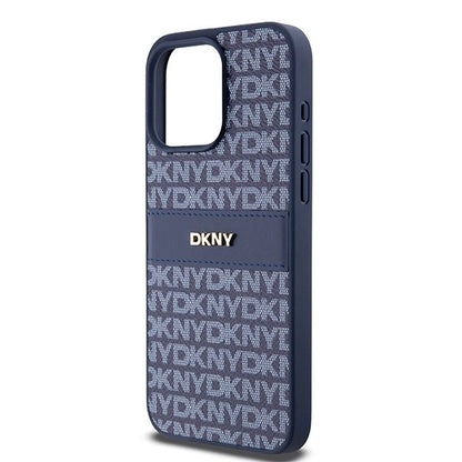 DKNY Leather Mono Stripe &amp; Metal Logo case for iPhone 15 Pro Max - blue_5