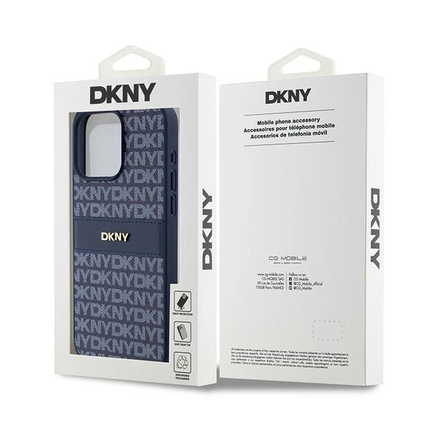 DKNY Leather Mono Stripe &amp; Metal Logo case for iPhone 15 Pro Max - blue_7