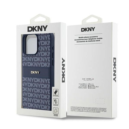DKNY Leather Mono Stripe &amp; Metal Logo case for iPhone 15 Pro Max - blue_7