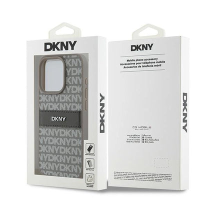 DKNY Leather Mono Stripe &amp; Metal Logo case for iPhone 15 Pro Max - beige_7
