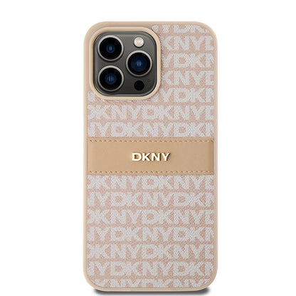 DKNY Leather Mono Stripe &amp; Metal Logo case for iPhone 15 Pro Max - pink_2