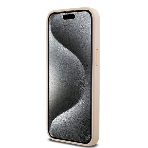 DKNY Leather Mono Stripe &amp; Metal Logo case for iPhone 15 Pro Max - pink_4