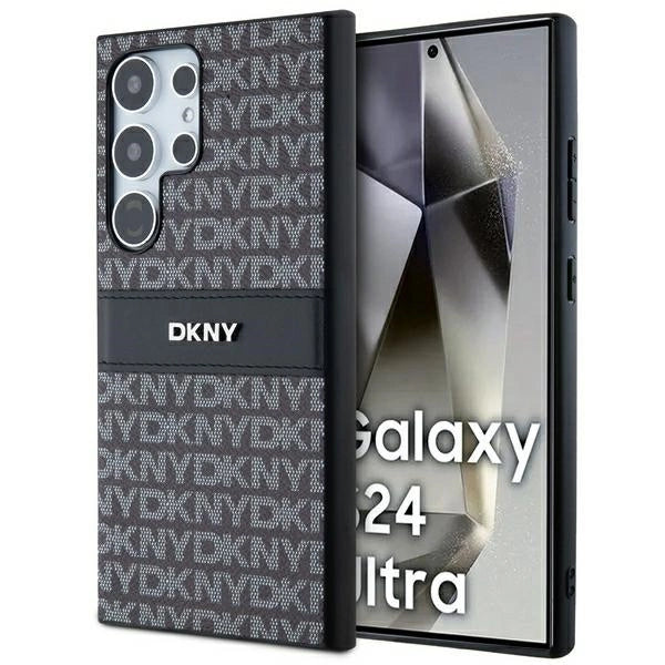 DKNY Leather Mono Stripe &amp; Metal Logo case for Samsung Galaxy S24 Ultra - black_0