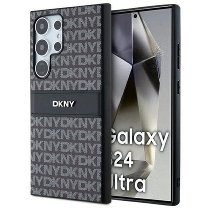 DKNY Leather Mono Stripe &amp; Metal Logo case for Samsung Galaxy S24 Ultra - black_0