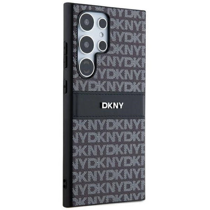 DKNY Leather Mono Stripe &amp; Metal Logo case for Samsung Galaxy S24 Ultra - black_2