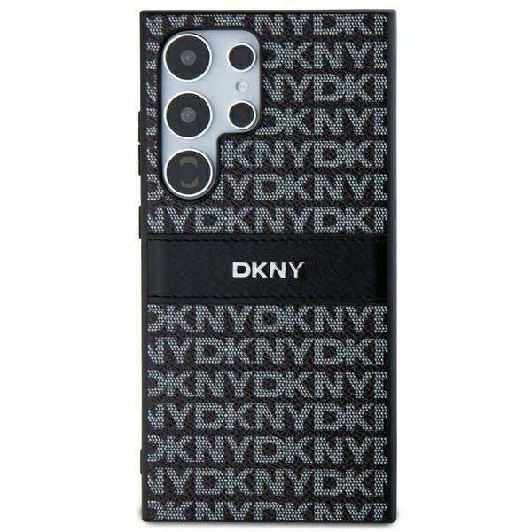 DKNY Leather Mono Stripe &amp; Metal Logo case for Samsung Galaxy S24 Ultra - black_1
