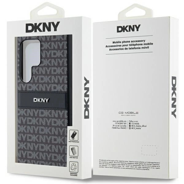 DKNY Leather Mono Stripe &amp; Metal Logo case for Samsung Galaxy S24 Ultra - black_6